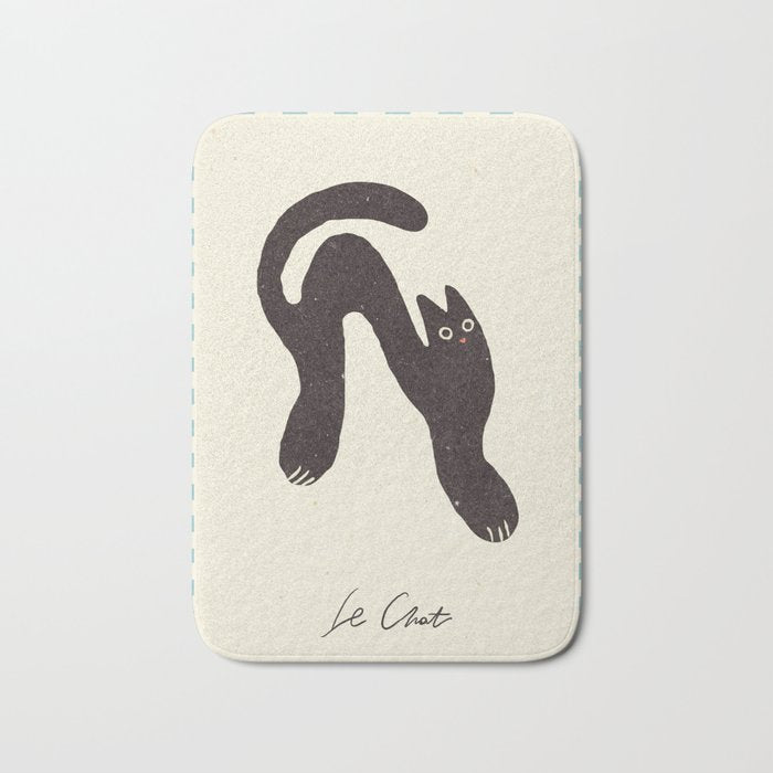 Le Chat. Funny cat illustration Bath Mat Gallery Image 1