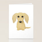 Longhaired Cream Dachshund Cartoon Dog Stationery Card Gallery Image 2