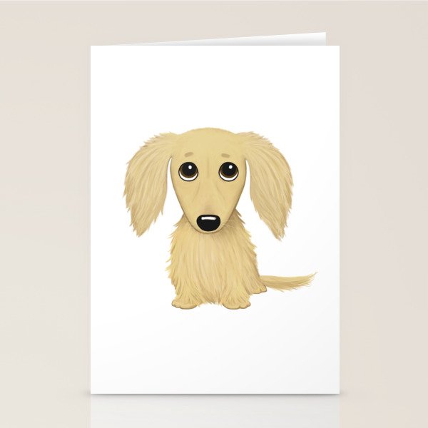 Longhaired Cream Dachshund Cartoon Dog Stationery Card Gallery Image 2