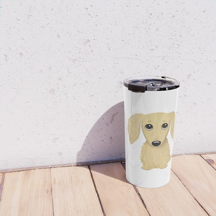 Longhaired Cream Dachshund Cartoon Dog Travel Mug Gallery Image 4