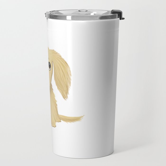 Longhaired Cream Dachshund Cartoon Dog Travel Mug Gallery Image 2