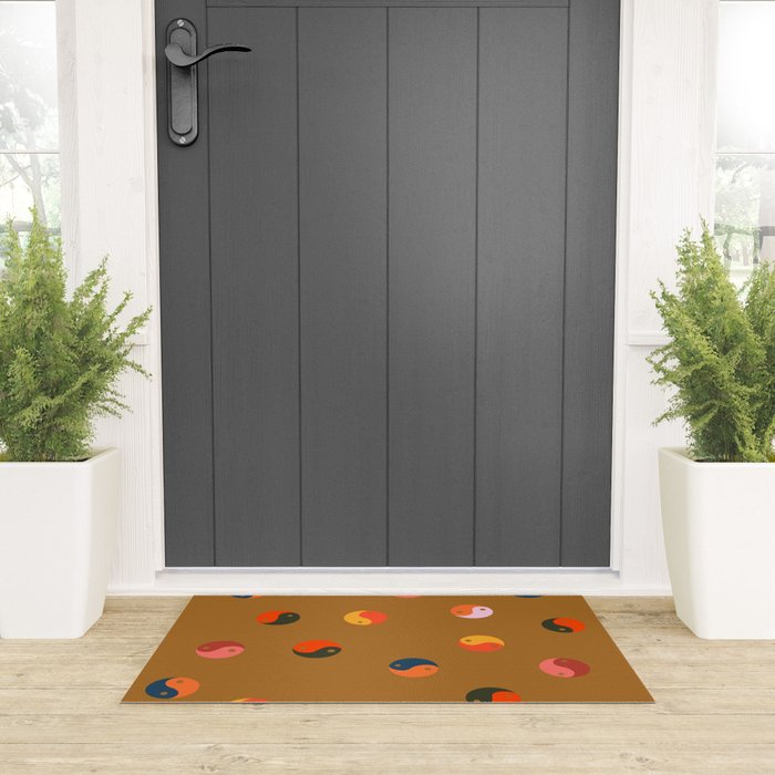 Yin and Yang Pattern -  golden yellow Welcome Mat Gallery Image 3
