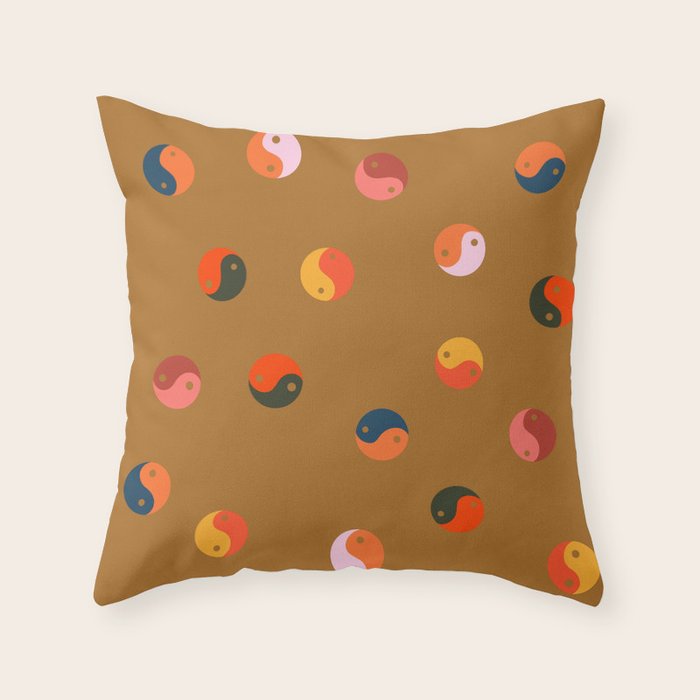 Yin and Yang Pattern -  golden yellow Throw Pillow Gallery Image 6
