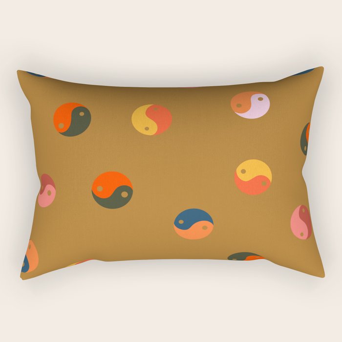 Yin and Yang Pattern -  golden yellow Rectangular Pillow Gallery Image 1