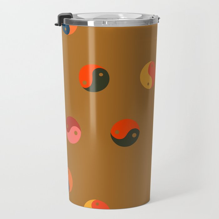 Yin and Yang Pattern -  golden yellow Travel Mug Gallery Image 3