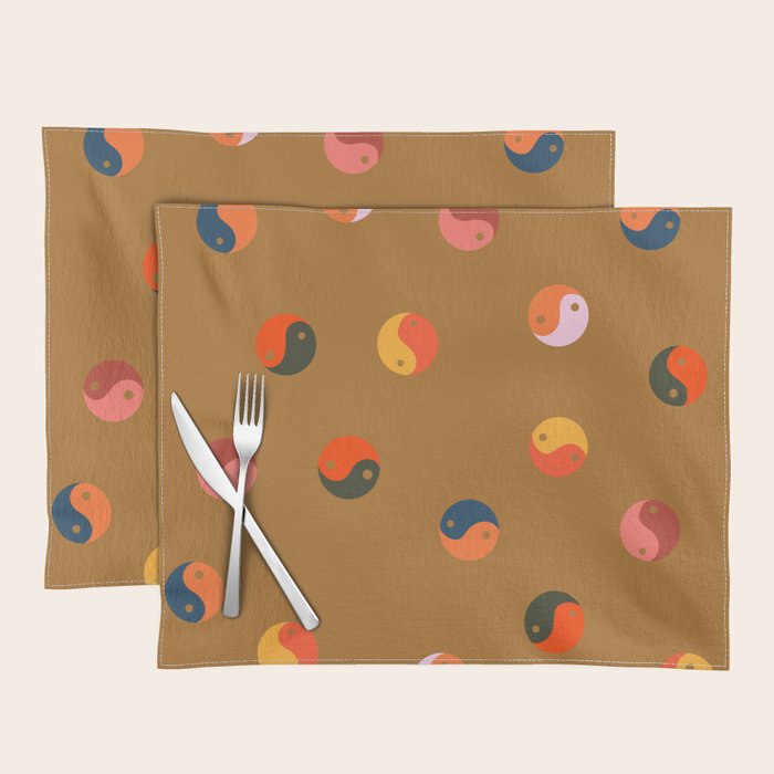 Yin and Yang Pattern -  golden yellow Placemat Gallery Image 1