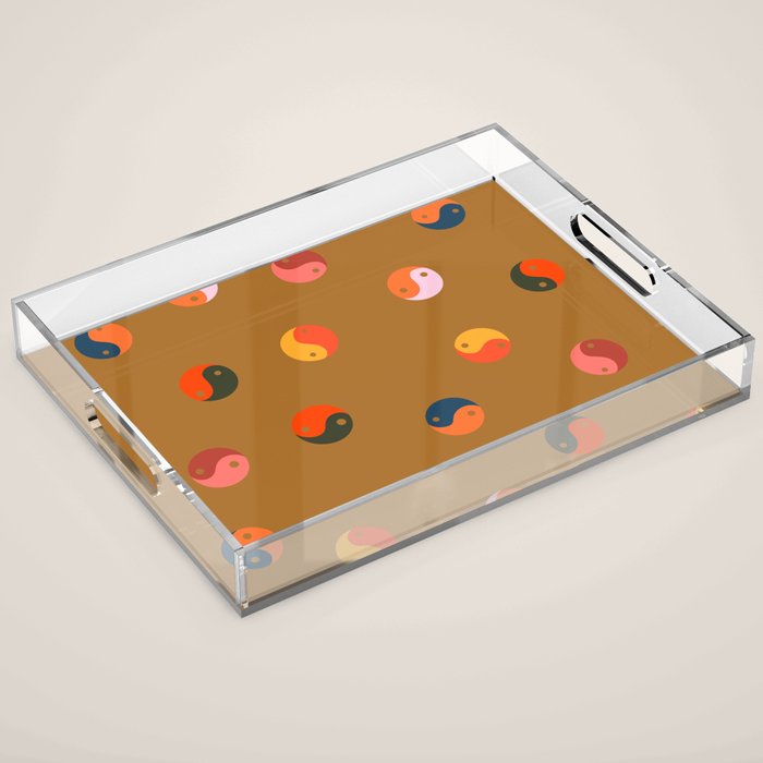 Yin and Yang Pattern -  golden yellow Acrylic Tray Gallery Image 1