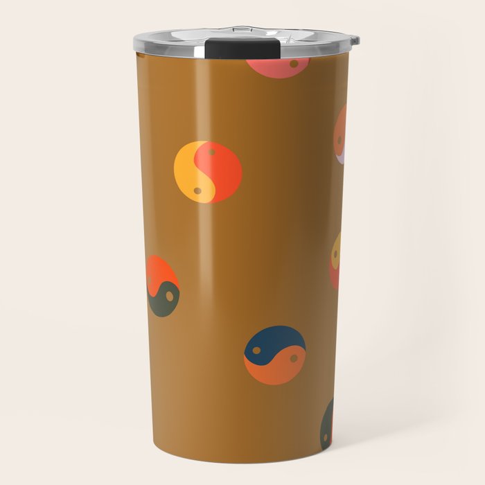 Yin and Yang Pattern -  golden yellow Travel Mug Gallery Image 1