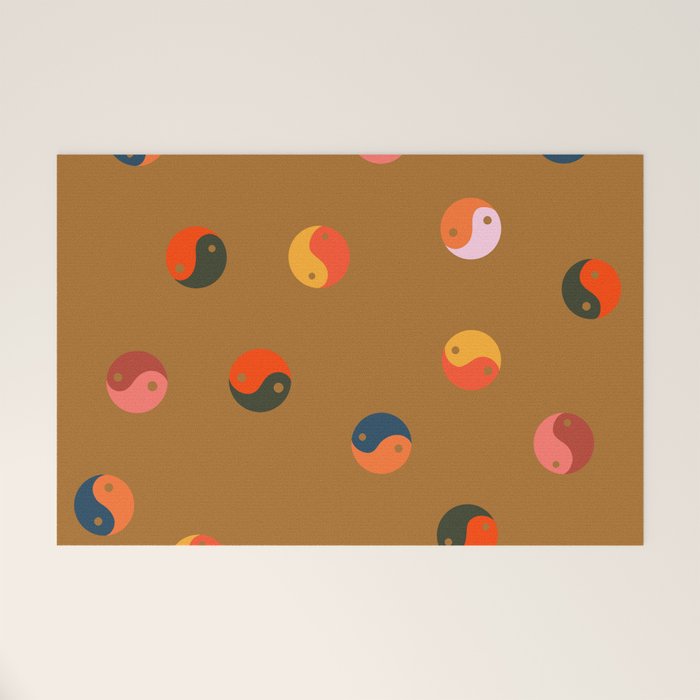 Yin and Yang Pattern -  golden yellow Welcome Mat Gallery Image 1