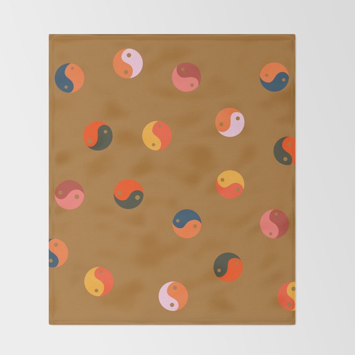 Yin and Yang Pattern -  golden yellow Throw Blanket Gallery Image 2