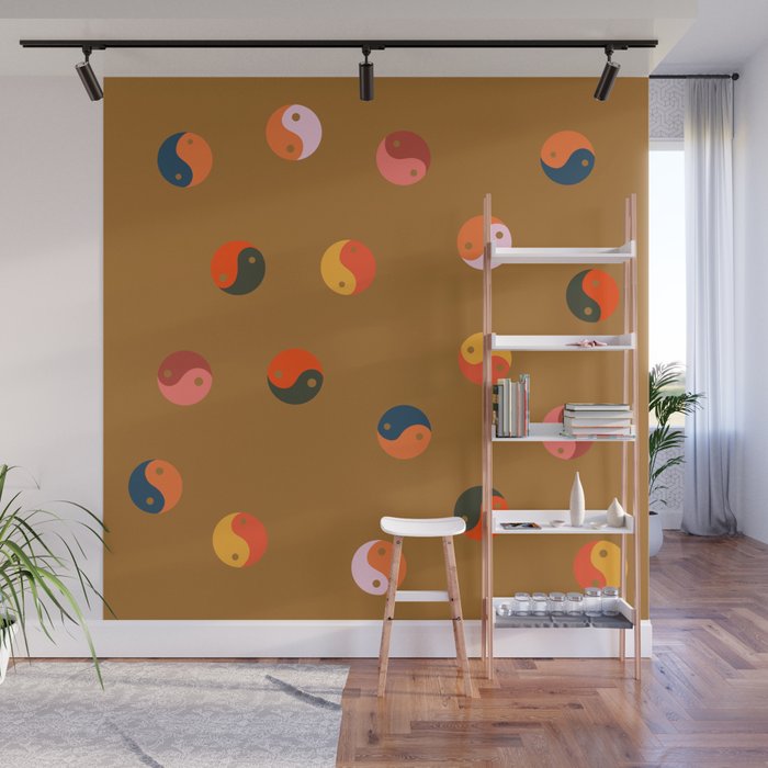 Yin and Yang Pattern -  golden yellow Wall Mural Gallery Image 1