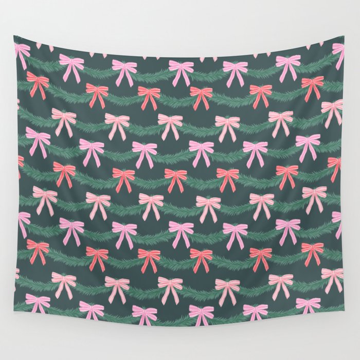 Christmas Garland with Bows Wall Tapestry Gallery Image 4
