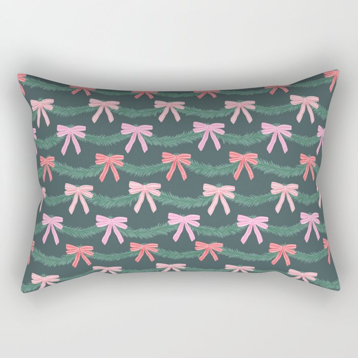 Christmas Garland with Bows Rectangular Pillow Gallery Image 2