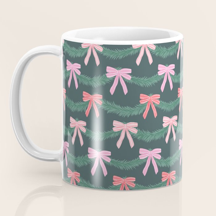 Christmas Garland with Bows Coffee Mug Gallery Image 3