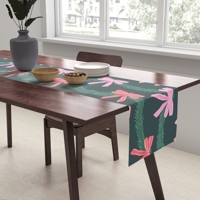 Christmas Garland with Bows Table Runner Gallery Image 2