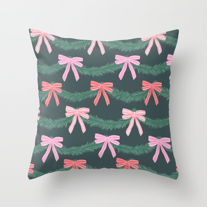 Christmas Garland with Bows Throw Pillow Gallery Image 6