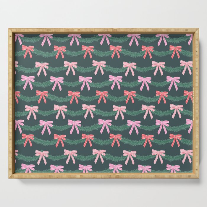 Christmas Garland with Bows Serving Tray Gallery Image 1