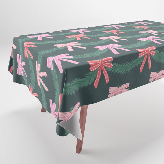 Christmas Garland with Bows Tablecloth Gallery Image 1