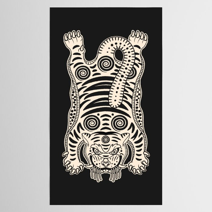 King Of The Jungle 04: Black & White Tiger Edition Tablecloth Gallery Image 2