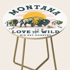 Big Sky Country, Montana: Love The Wild. Cool Retro Travel Art Featuring Buffalo Side Table Gallery Image 2