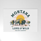 Big Sky Country, Montana: Love The Wild. Cool Retro Travel Art Featuring Buffalo Welcome Mat Gallery Image 1
