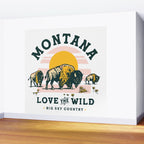 Big Sky Country, Montana: Love The Wild. Cool Retro Travel Art Featuring Buffalo Wall Mural Gallery Image 2