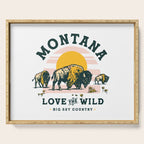 Big Sky Country, Montana: Love The Wild. Cool Retro Travel Art Featuring Buffalo Serving Tray Gallery Image 1