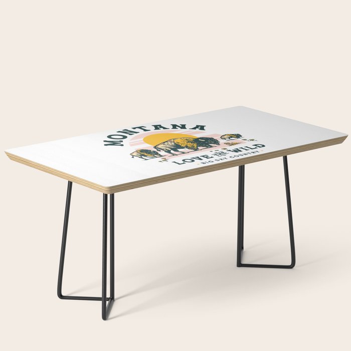 Big Sky Country, Montana: Love The Wild. Cool Retro Travel Art Featuring Buffalo Coffee Table Gallery Image 1