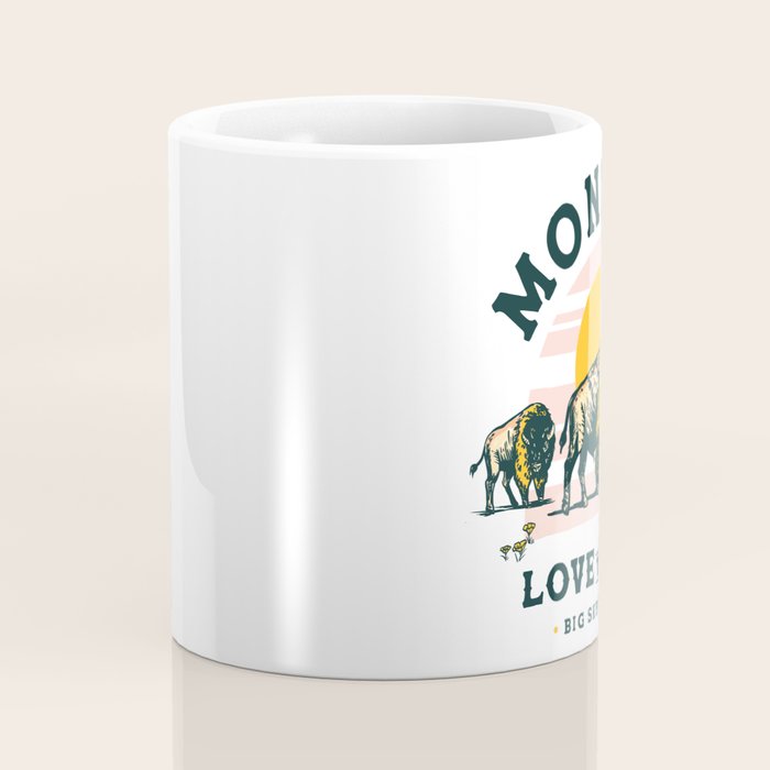 Big Sky Country, Montana: Love The Wild. Cool Retro Travel Art Featuring Buffalo Coffee Mug Gallery Image 4