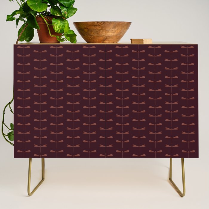 Dragonfly Pattern III Dark Red Credenza Gallery Image 1
