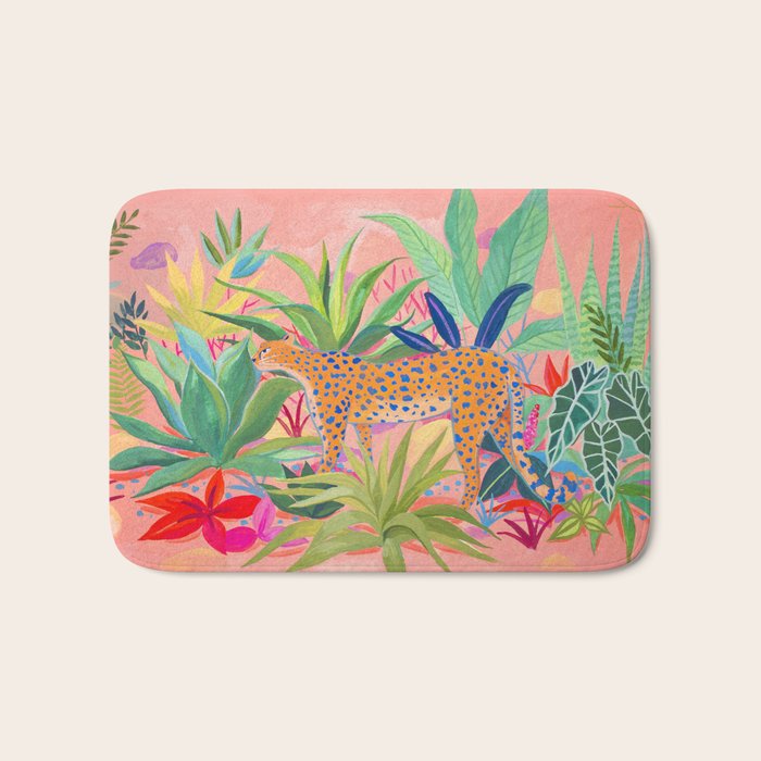 Leopard in Succulent Garden Bath Mat Gallery Image 1