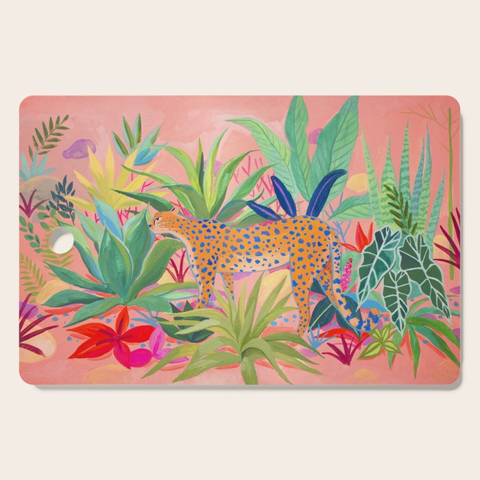 Leopard in Succulent Garden Cutting Board Gallery Image 1