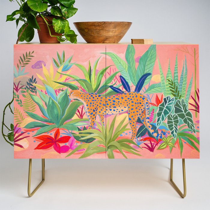 Leopard in Succulent Garden Credenza Gallery Image 1