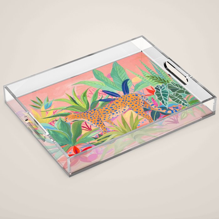 Leopard in Succulent Garden Acrylic Tray Gallery Image 1