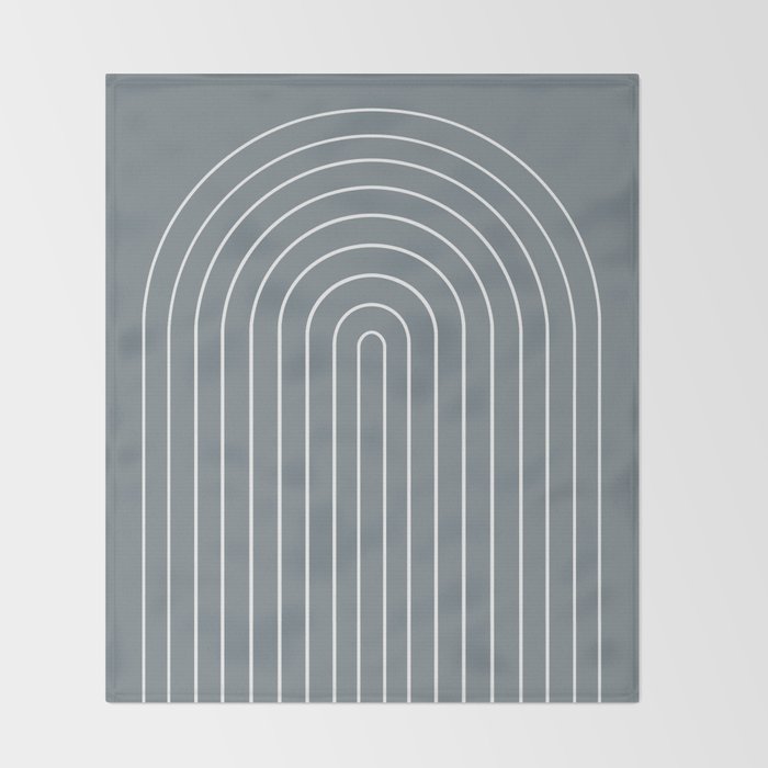 Minimal Arch XLVII Neutral Grey Blue Modern Geometric Lines Throw Blanket Gallery Image 2