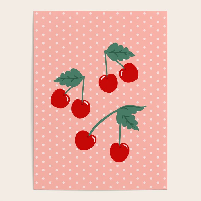Cherry Kitsch on Pink Poster Gallery Image 1