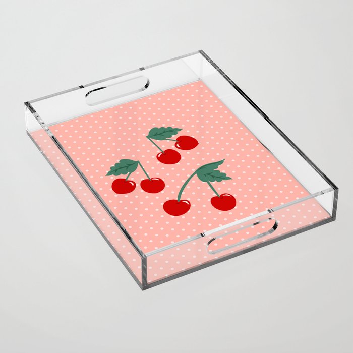 Cherry Kitsch on Pink Acrylic Tray Gallery Image 1