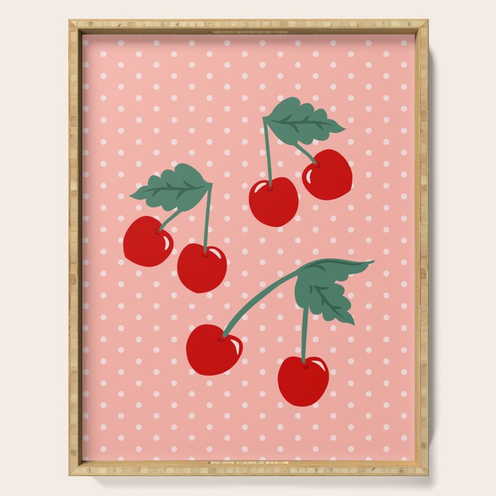 Cherry Kitsch on Pink Serving Tray Gallery Image 1