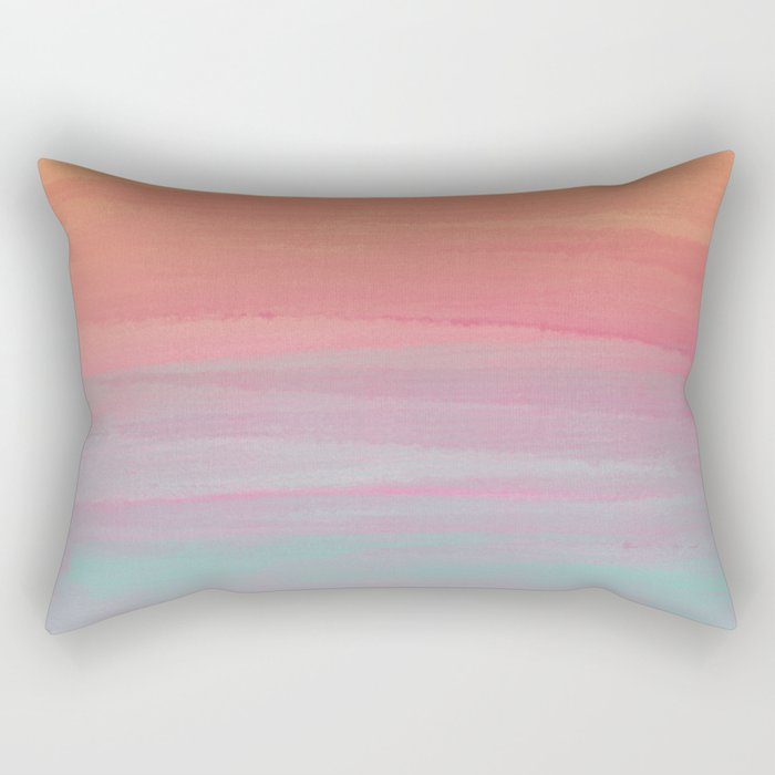 Abstract Orange Pink Teal Watercolor Sunset  Rectangular Pillow Gallery Image 2