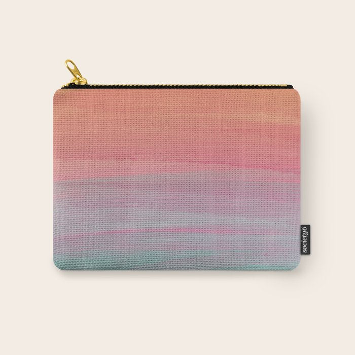 Abstract Orange Pink Teal Watercolor Sunset  Carry All Pouch