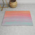 Abstract Orange Pink Teal Watercolor Sunset  Rug Gallery Image 1