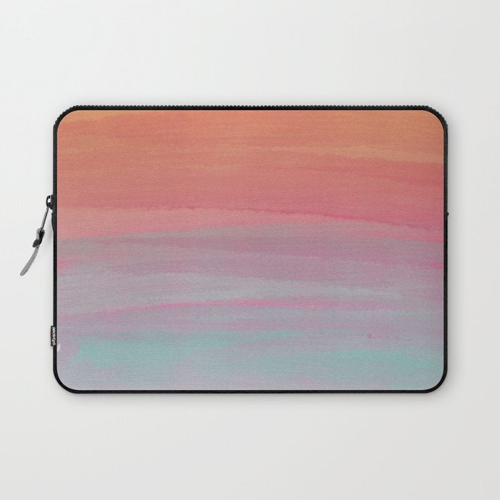 Abstract Orange Pink Teal Watercolor Sunset  Laptop Sleeve Gallery Image 1
