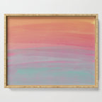 Abstract Orange Pink Teal Watercolor Sunset  Serving Tray Gallery Image 1