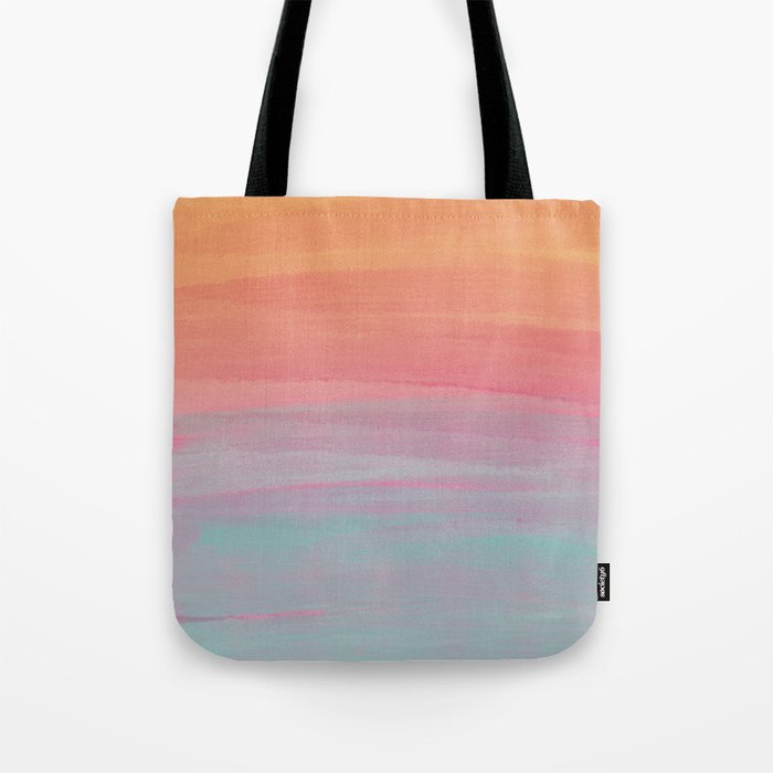 Abstract Orange Pink Teal Watercolor Sunset  Tote Bag Gallery Image 1
