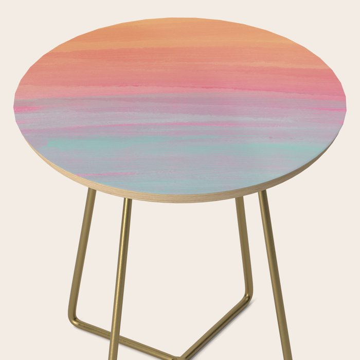 Abstract Orange Pink Teal Watercolor Sunset  Side Table Gallery Image 2