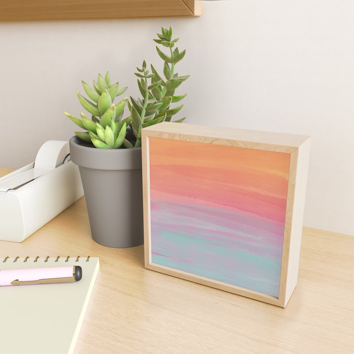 Abstract Orange Pink Teal Watercolor Sunset  Mini Art Print Gallery Image 2
