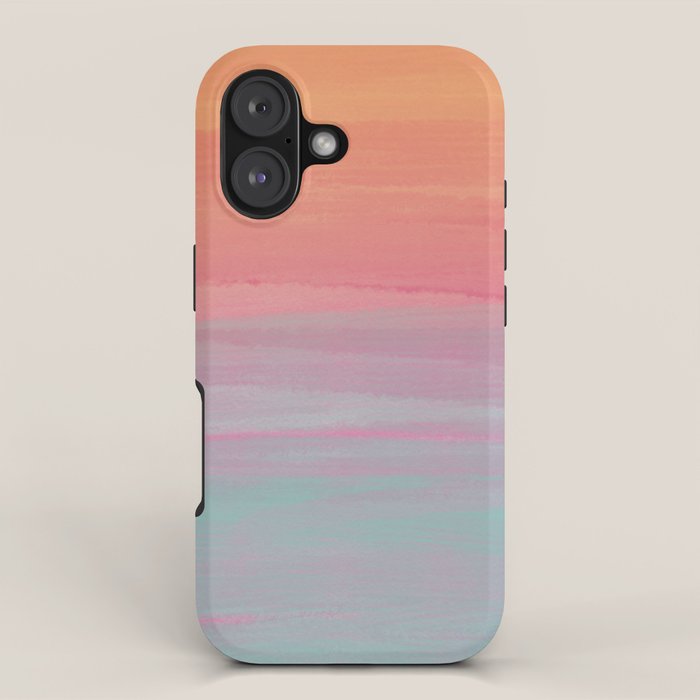 Abstract Orange Pink Teal Watercolor Sunset  iPhone Case Gallery Image 1