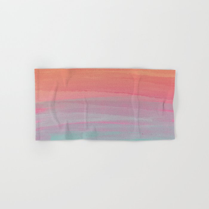 Abstract Orange Pink Teal Watercolor Sunset  Bath Towel Gallery Image 1