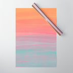 Abstract Orange Pink Teal Watercolor Sunset  Wrapping Paper Gallery Image 1