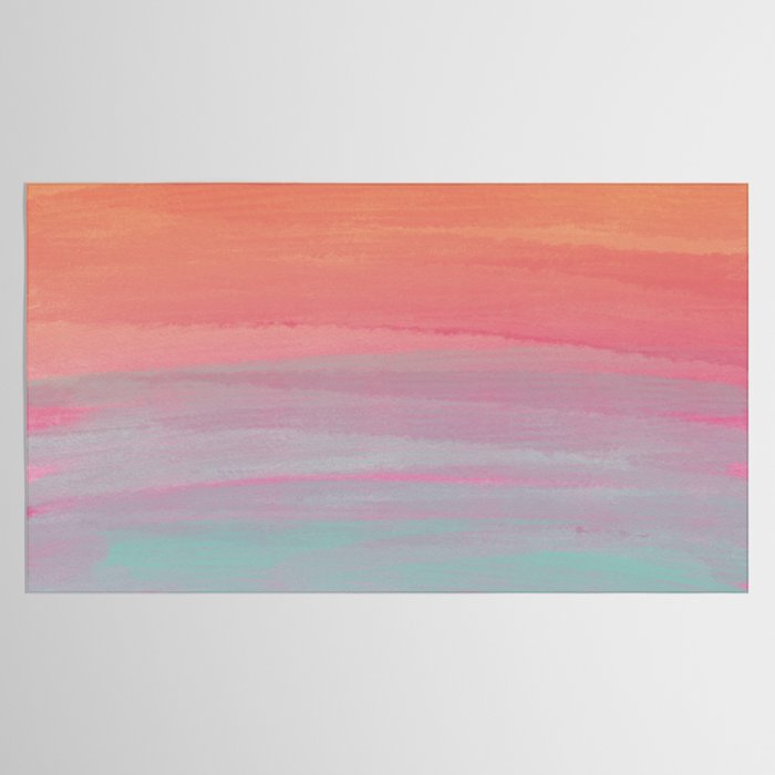 Abstract Orange Pink Teal Watercolor Sunset  Tablecloth Gallery Image 2